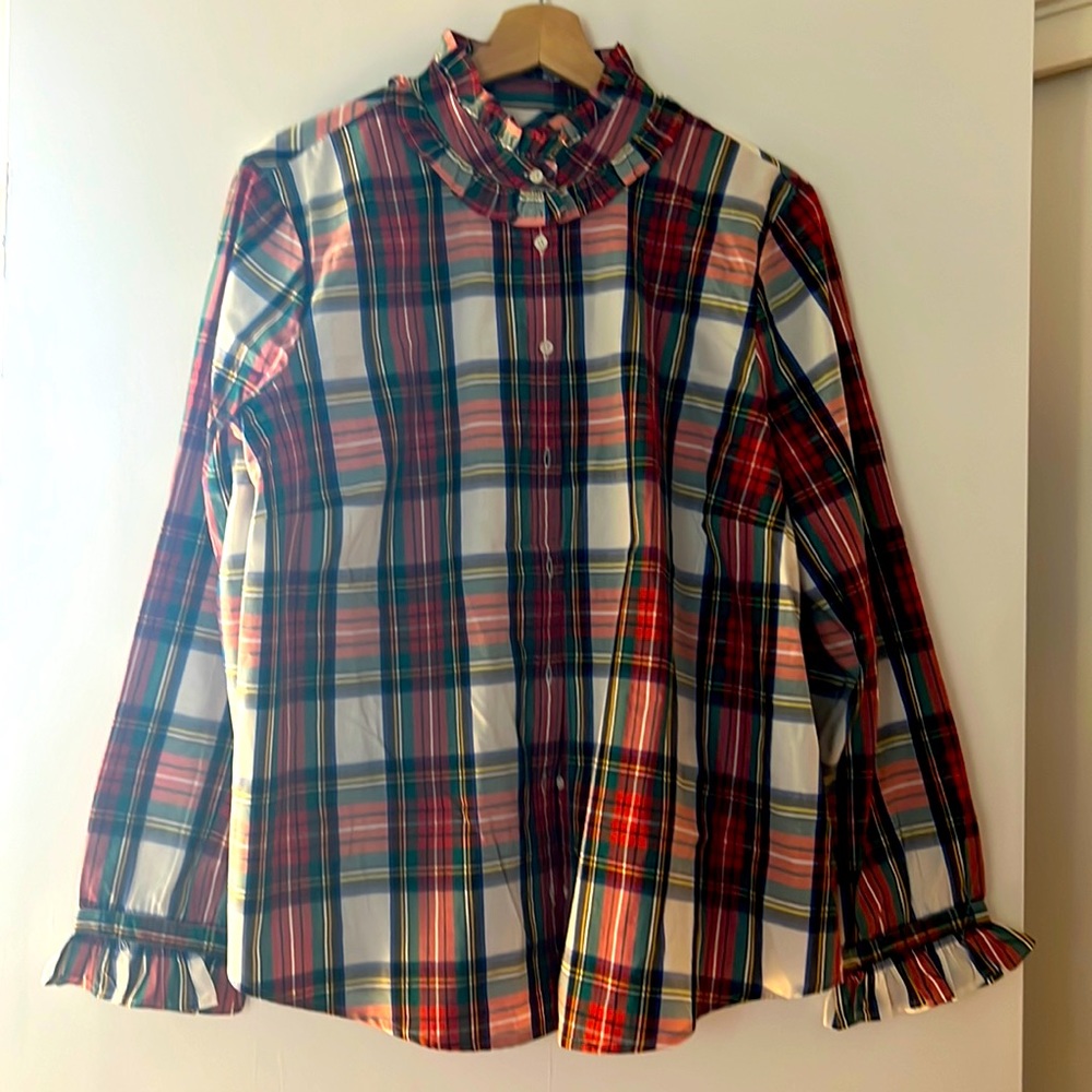 Plaid J.Crew button down blouse (never worn)